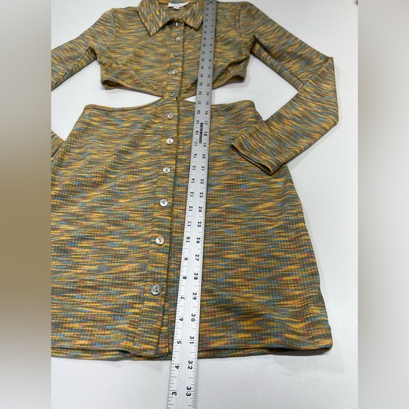Mable Sunshine Season Cutout Dress Long Sleeve Button Front Mini Size Medium - Picture 7 of 15